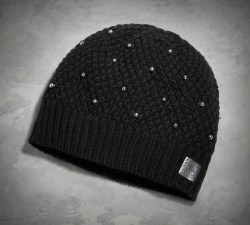 97627-18VWharley-davidson-womens-black-embellished-knit-hat