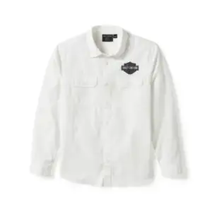 Camicia in tinta unit Bar & Shield a maniche lunghe - Bright White