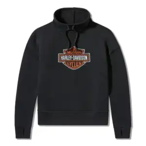 Pullover con collo a imbuto Essential Bar & Shield da donna - Harley Black NUOVO ARRIVO