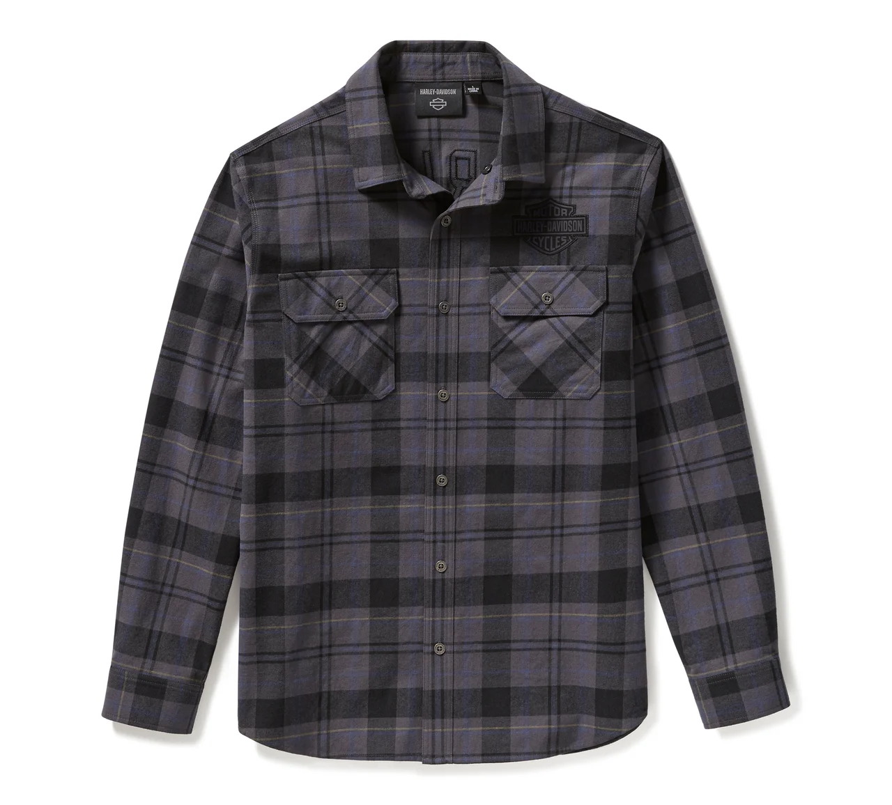 Camicia a quadri Racer Font tinta in filo - Plaid - Asphalt & Harley Black NUOVO ARRIVO