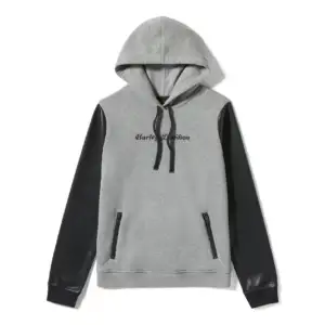 Felpa pullover con maniche in ecopelle - Colorblock - Medium Grey Heather & Harley Black