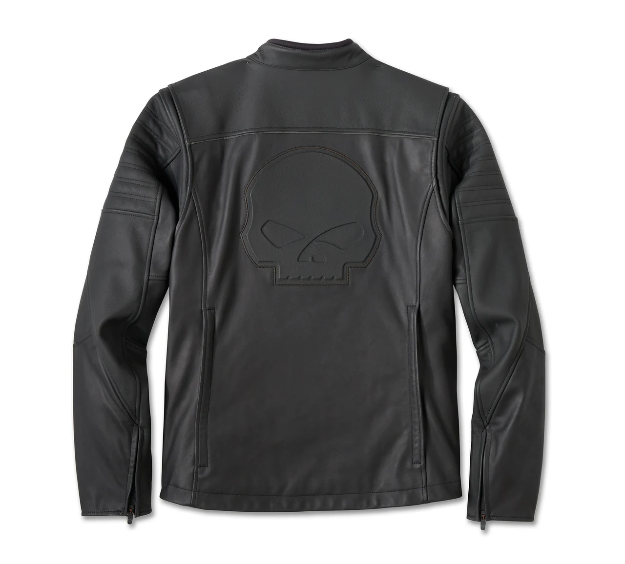 Willie G Skull Graphic Leather Riding Jacket - immagine 3
