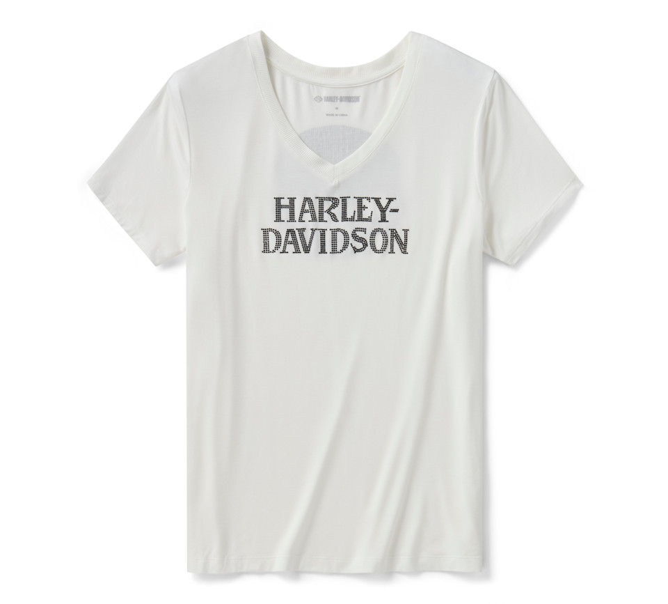 VMaglia a V Willie G Skull Bling da donna - Cloud Dancer