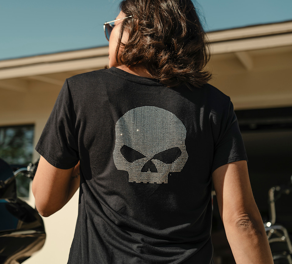 Maglia a V Willie G Skull Bling da donna - immagine 3