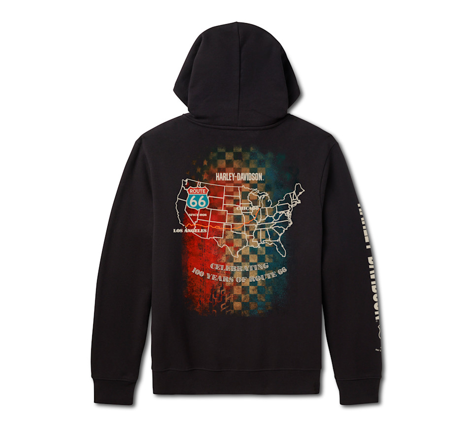 Felpa con cappuccio e zip intera H-D Route 66 Anniversary in pile - immagine 2