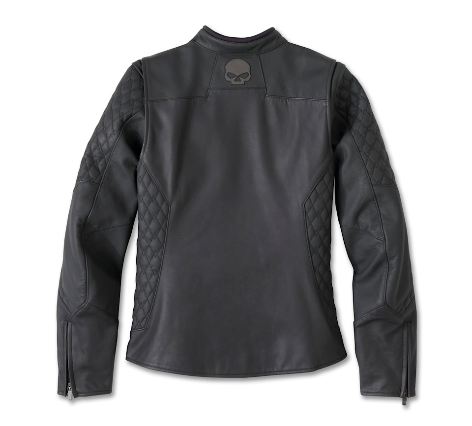 Giacca da moto in pelle da donna con grafica a teschio Willie G - immagine 3
