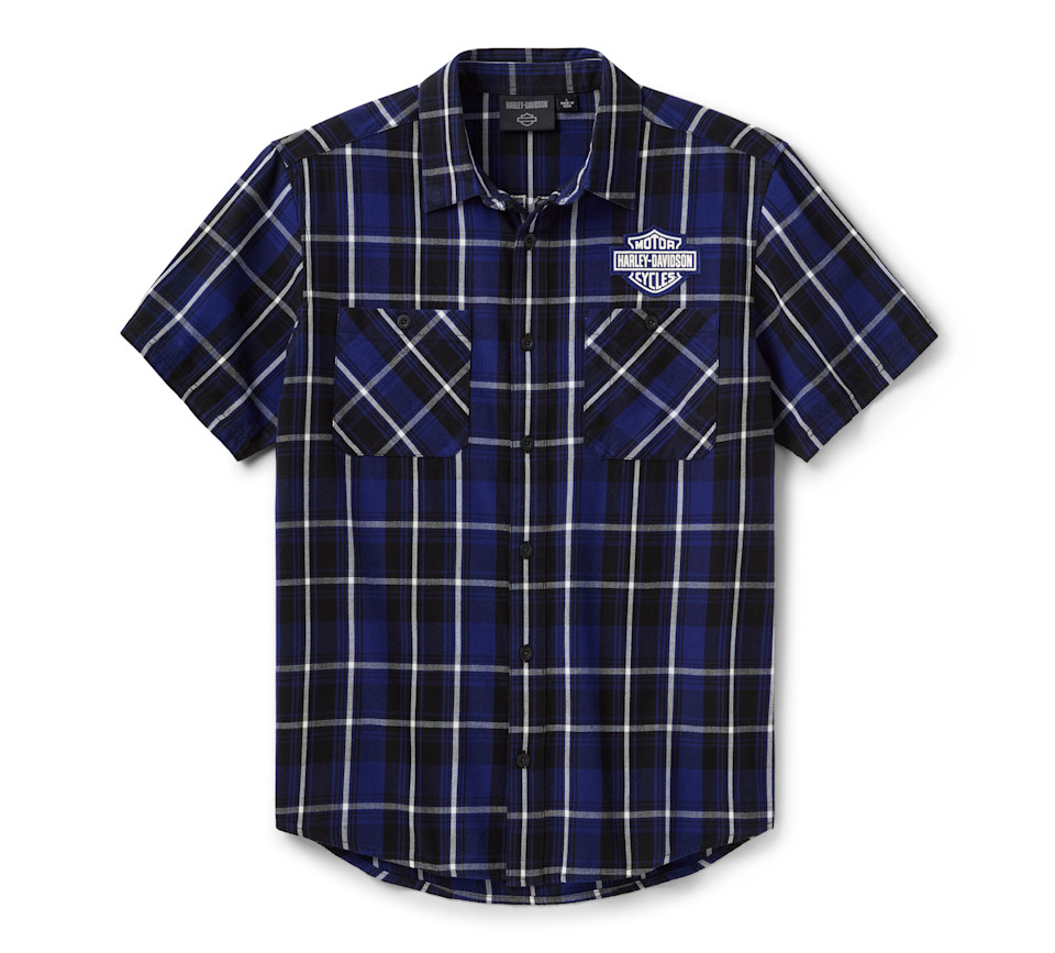 Camicia a quadri a maniche corte da uomo H-D Essential