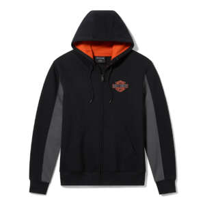 Felpa con cappuccio e zip integrale H-D Essential da uomo - Colorblock - Harley Black & Asphalt