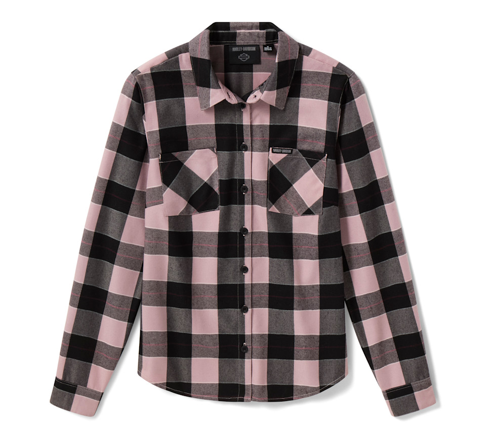 Camicia a maniche lunghe da donna H-D Standard Buffalo in tartan - Plaid - Dusty Mauve & Harley Black